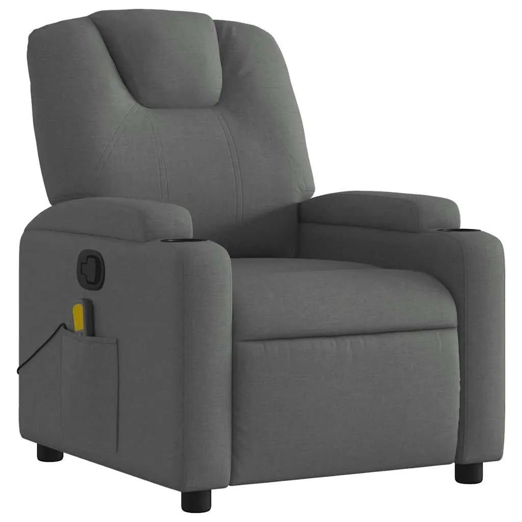 Massage Recliner Chair for Living Room Grey Fabric Manual Recline 135 Degree
