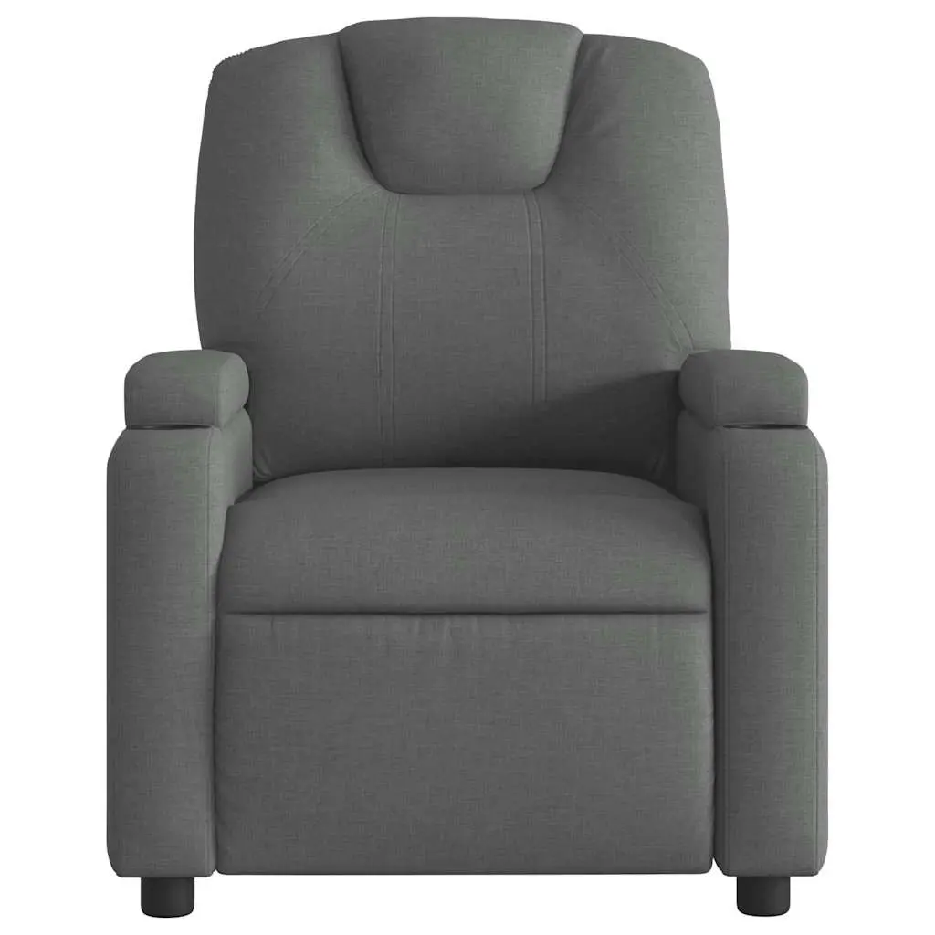 Massage Recliner Chair for Living Room Grey Fabric Manual Recline 135 Degree