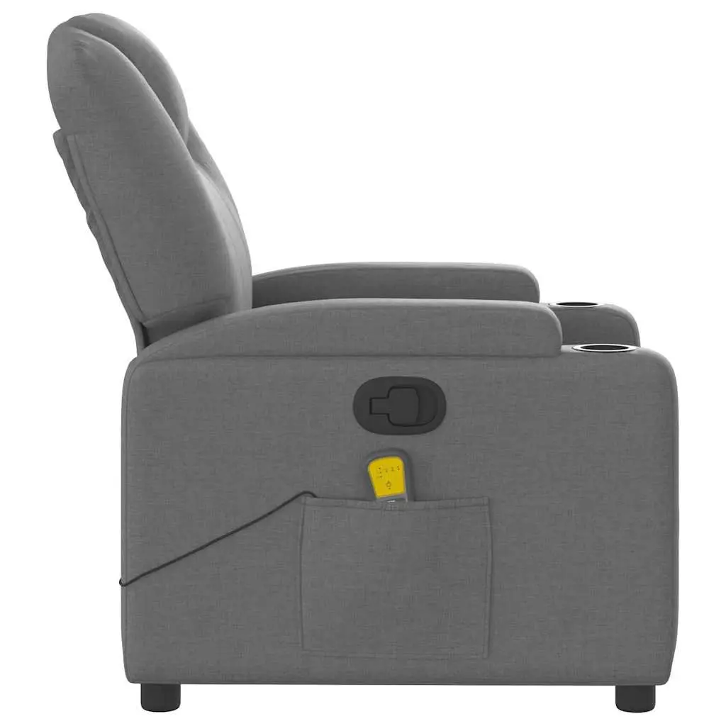 Massage Recliner Chair for Living Room Grey Fabric Manual Recline 135 Degree