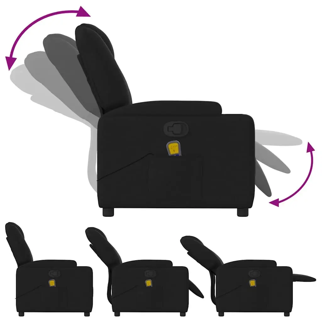 Massage Recliner Chair for Living Room Black Fabric Manual Recline 6 Points Vibration
