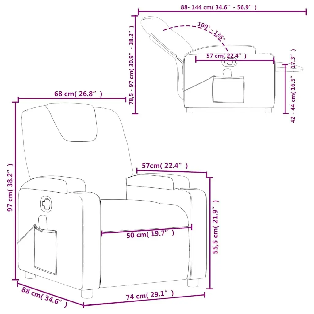 Massage Recliner Chair for Living Room Black Fabric Manual Recline 6 Points Vibration