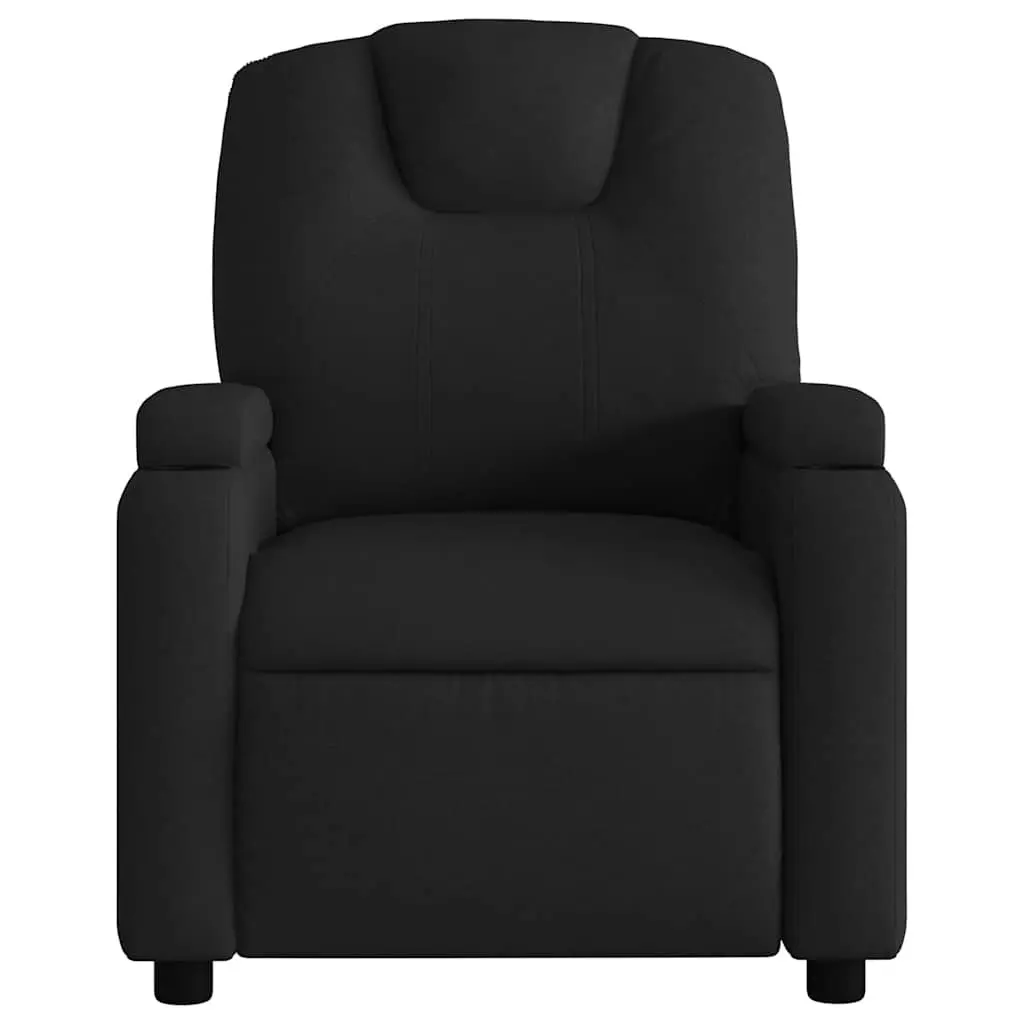 Massage Recliner Chair for Living Room Black Fabric Manual Recline 6 Points Vibration