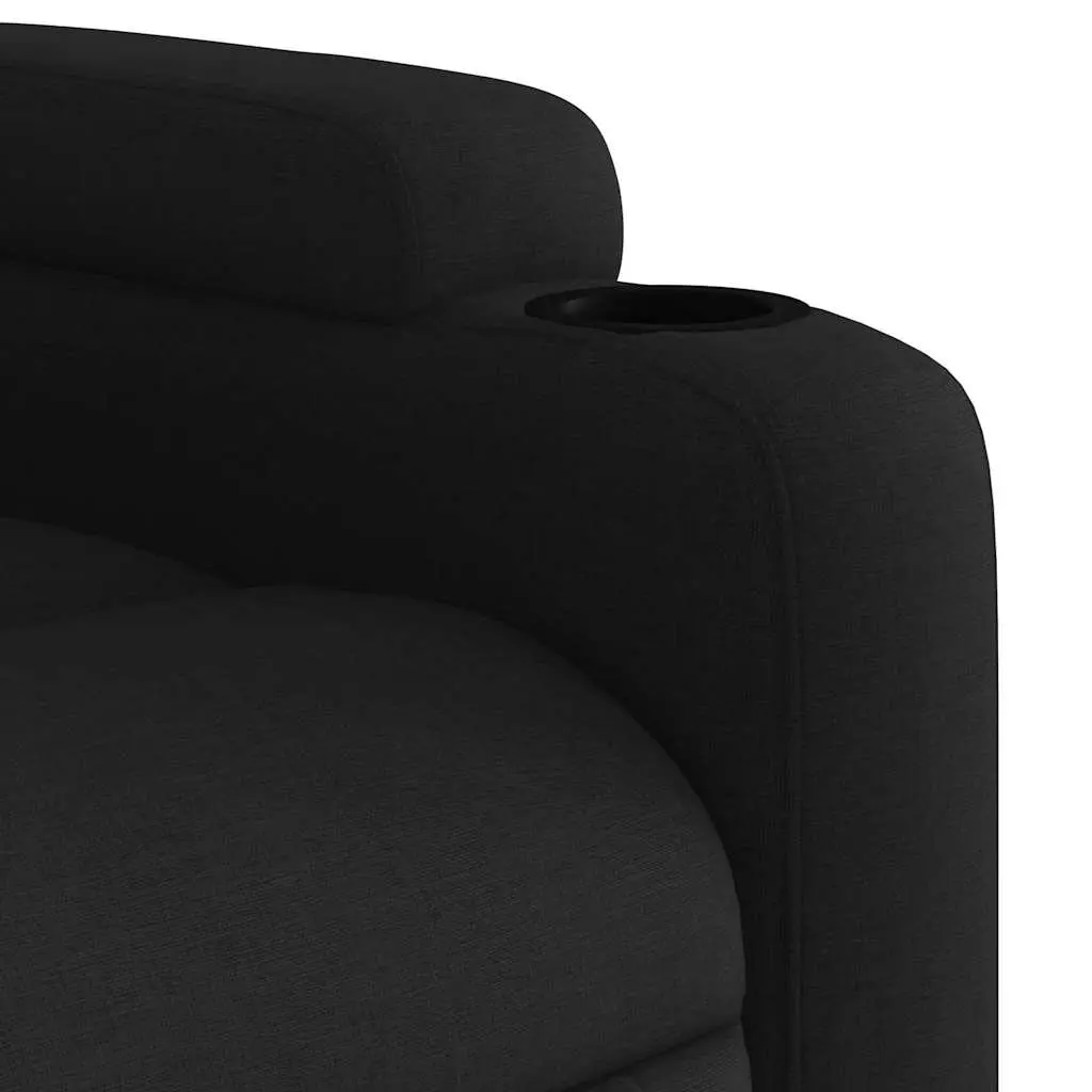 Massage Recliner Chair for Living Room Black Fabric Manual Recline 6 Points Vibration