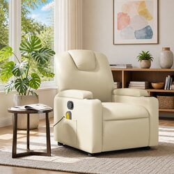 Specifications of Cream Faux Leather Massage Recliner Chair