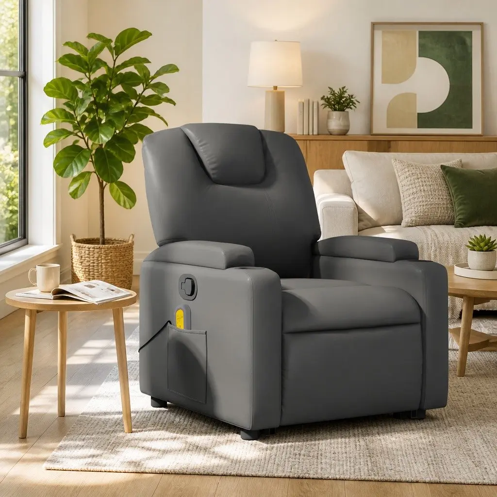 Grey Manual Recliner Chair with Massage