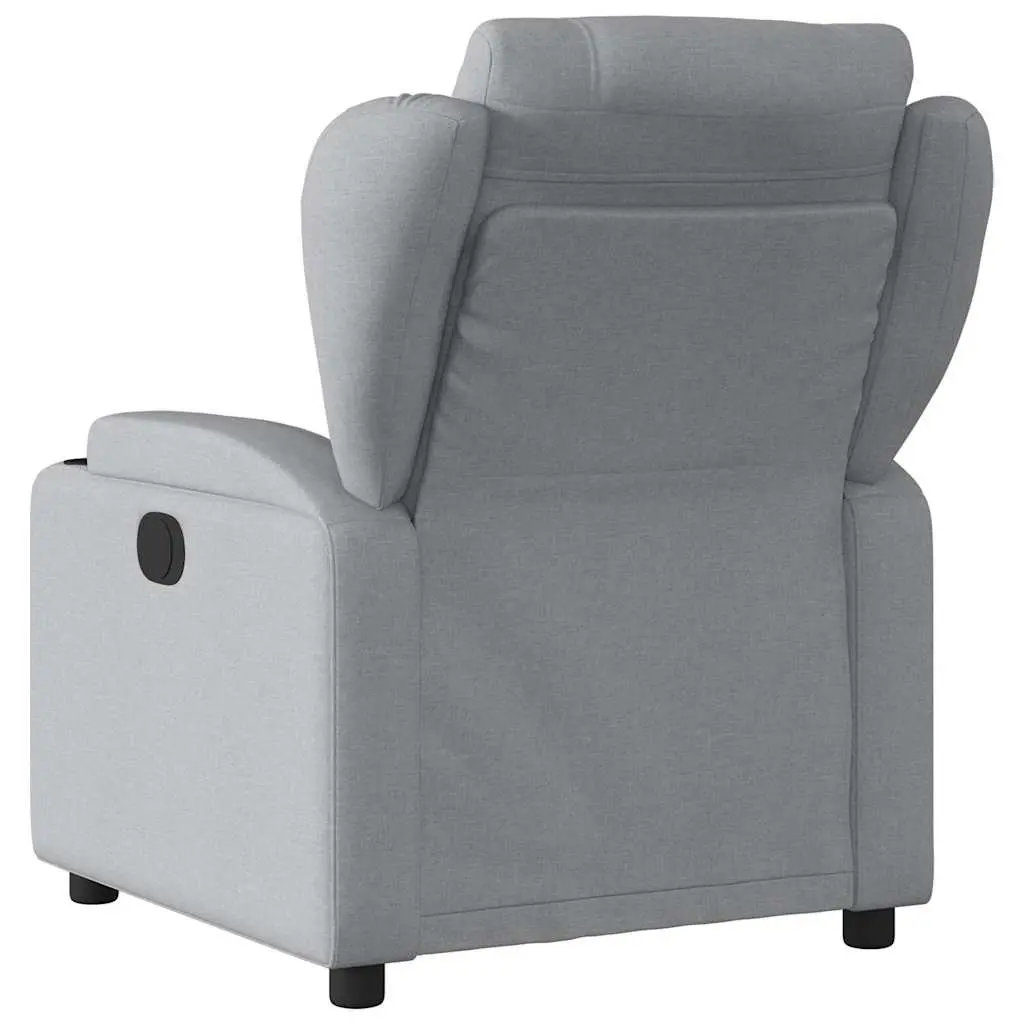 Manual Reclining Armchair Grey Fabric Lounge Chair with Cup Holders