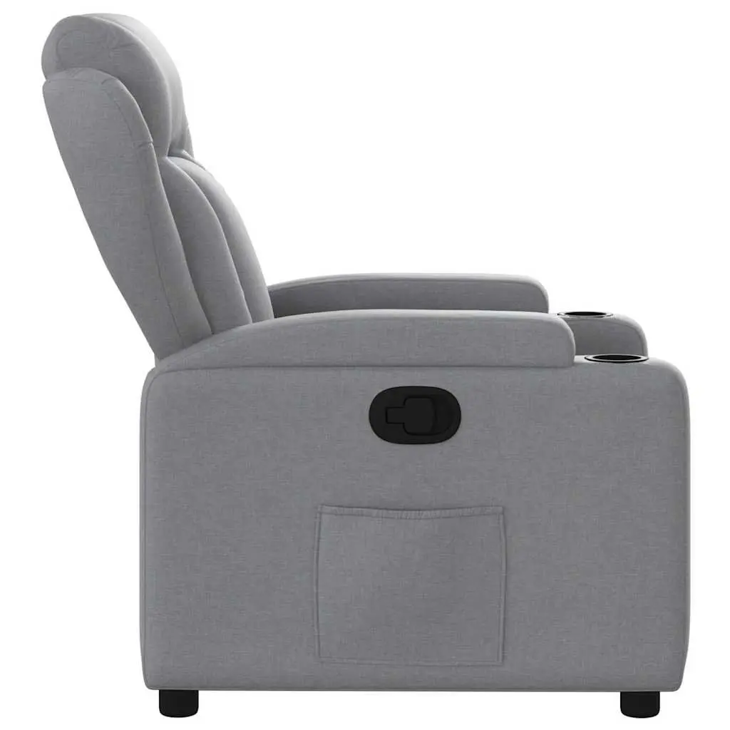 Manual Reclining Armchair Grey Fabric Lounge Chair with Cup Holders