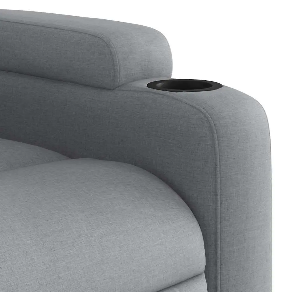 Manual Reclining Armchair Grey Fabric Lounge Chair with Cup Holders