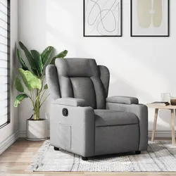 Grey Fabric Manual Recline Armchair with Cup Holders