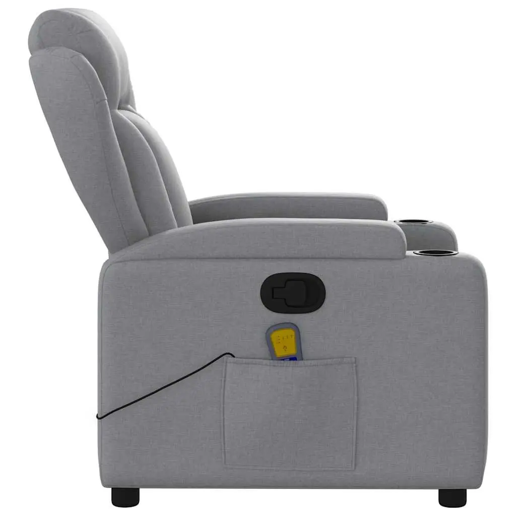 Massage Recliner Chair for Living Room Grey Fabric Manual Reclining 135 Degrees