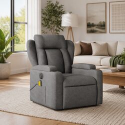 Manual Recline Grey Fabric Massage Chair with 6 Points