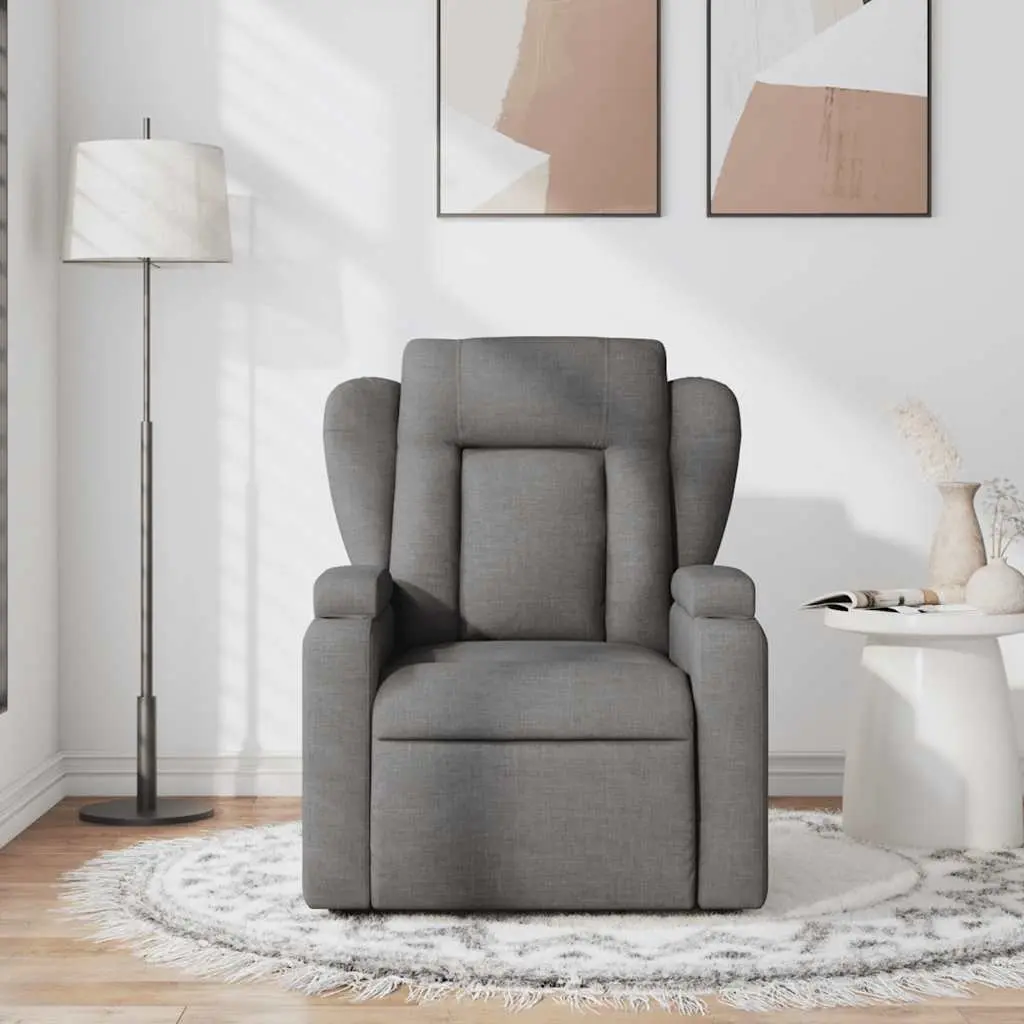 Massage Recliner Chair for Living Room Grey Fabric Manual Recline Vibration 6 Points