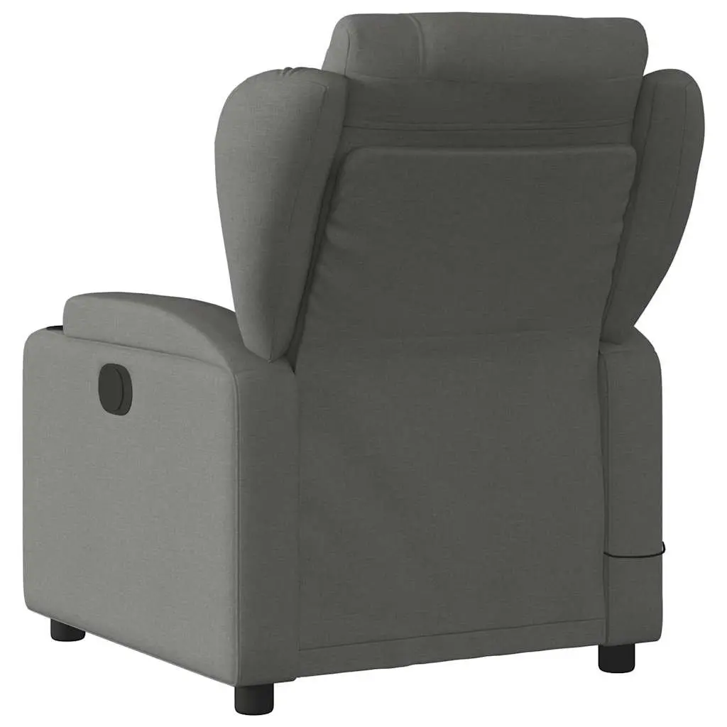 Massage Recliner Chair for Living Room Grey Fabric Manual Recline Vibration 6 Points