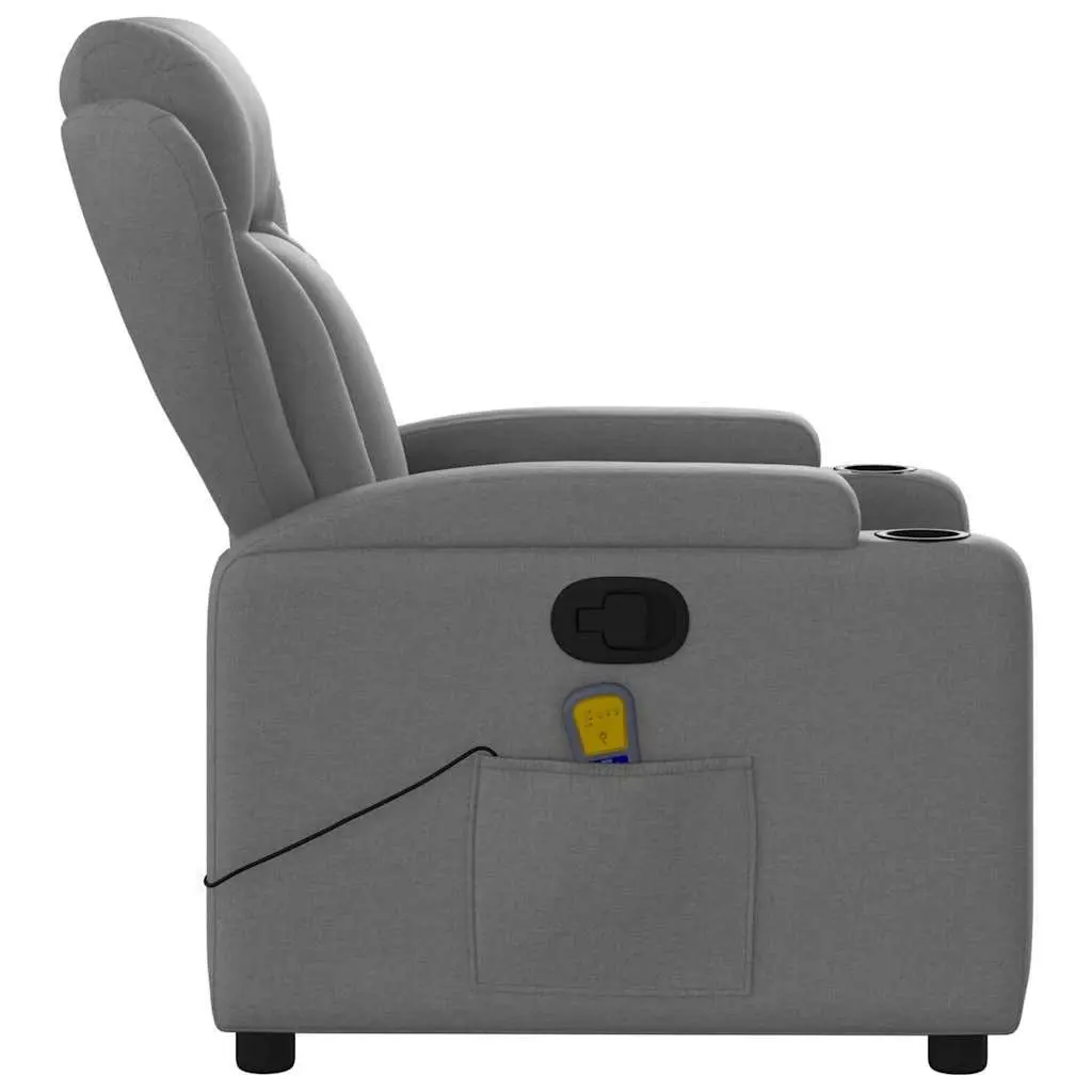 Massage Recliner Chair for Living Room Grey Fabric Manual Recline Vibration 6 Points