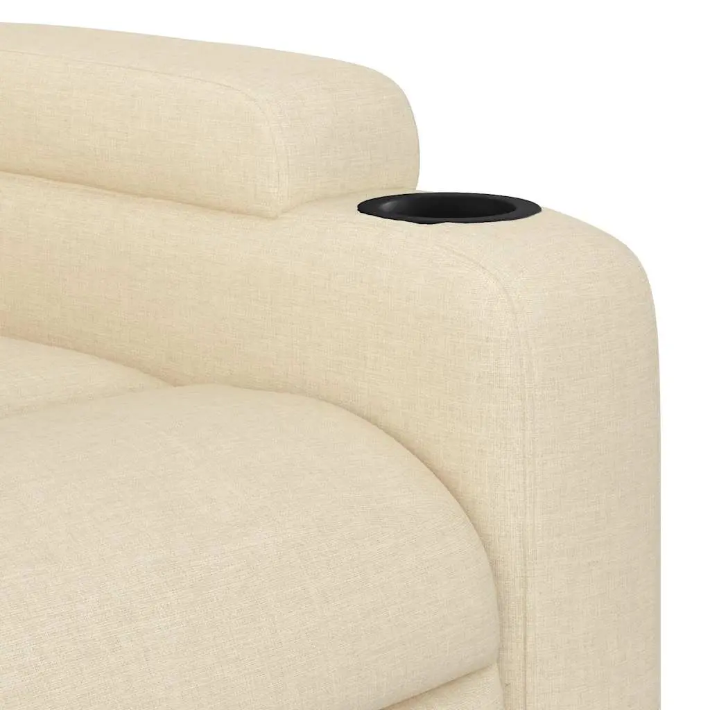 Massage Recliner Chair for Living Room Cream Fabric Manual Reclining Armchair 135 Degree