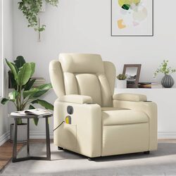 Massage Recliner Chair Specifications: Cream Faux Leather