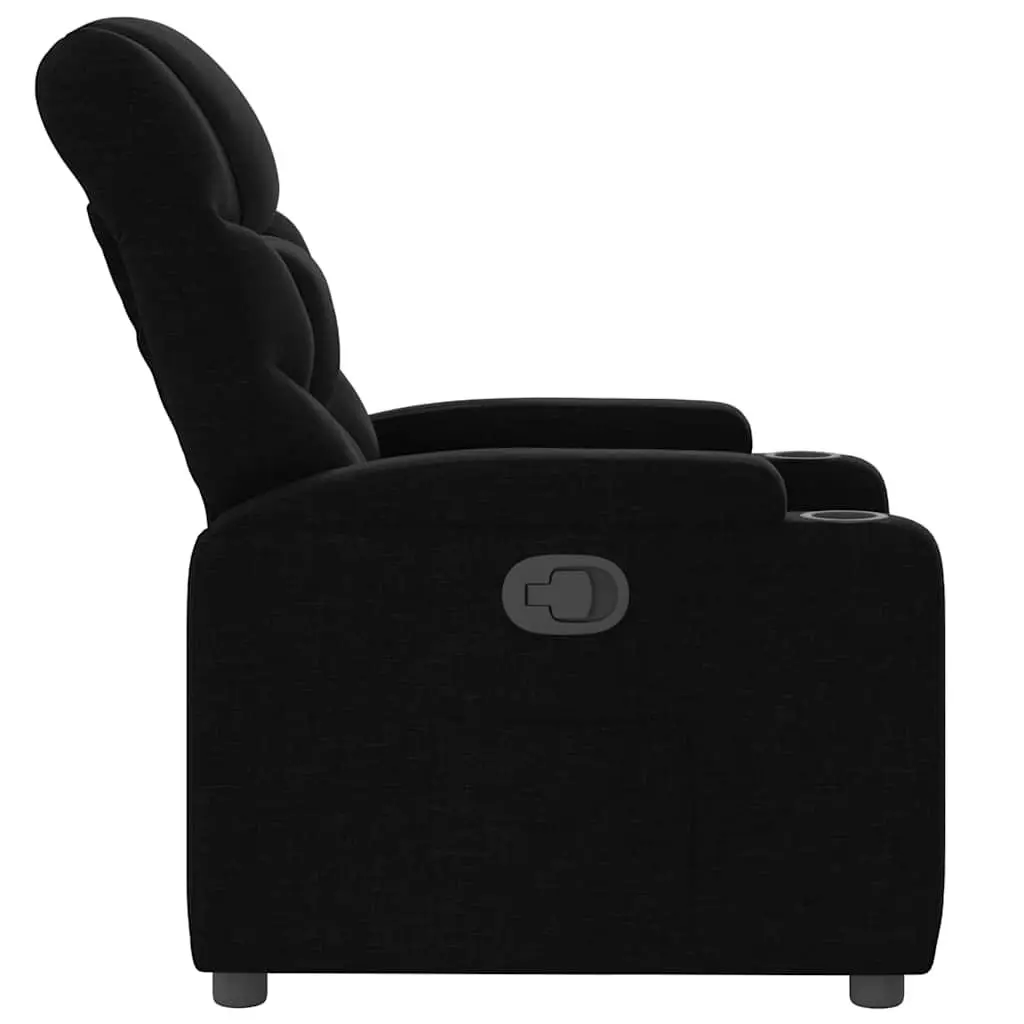 Recliner Armchair Lounge Chair Fabric Manual Recline with Cup Holders Side Storage Black