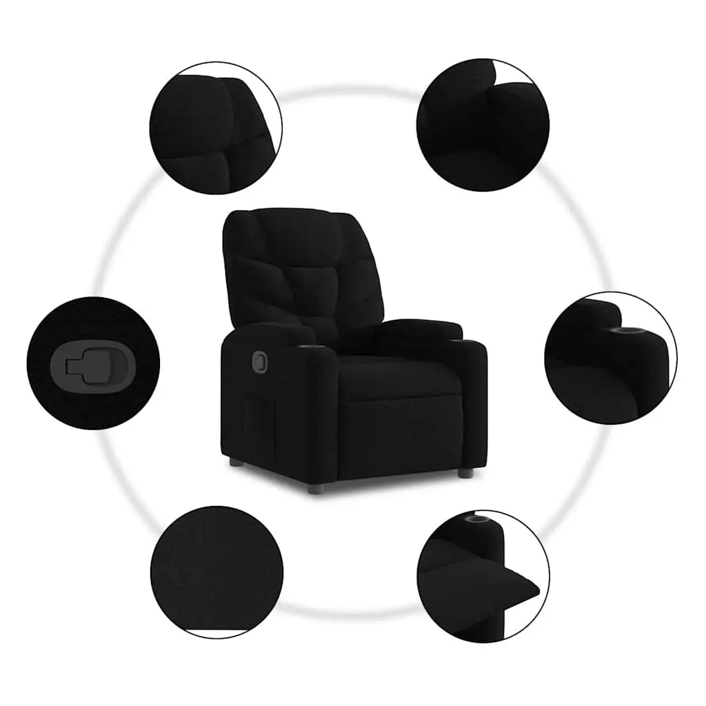 Recliner Armchair Lounge Chair Fabric Manual Recline with Cup Holders Side Storage Black