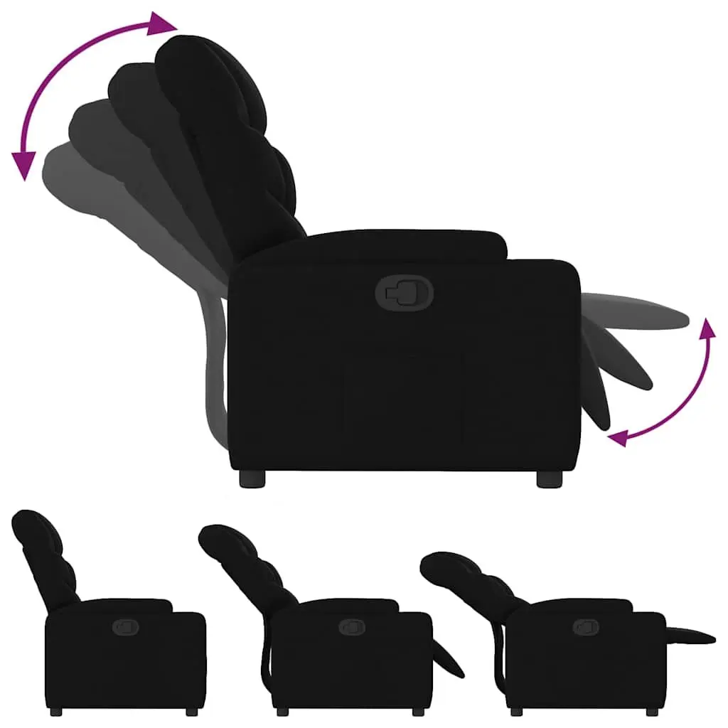Recliner Armchair Lounge Chair Fabric Manual Recline with Cup Holders Side Storage Black