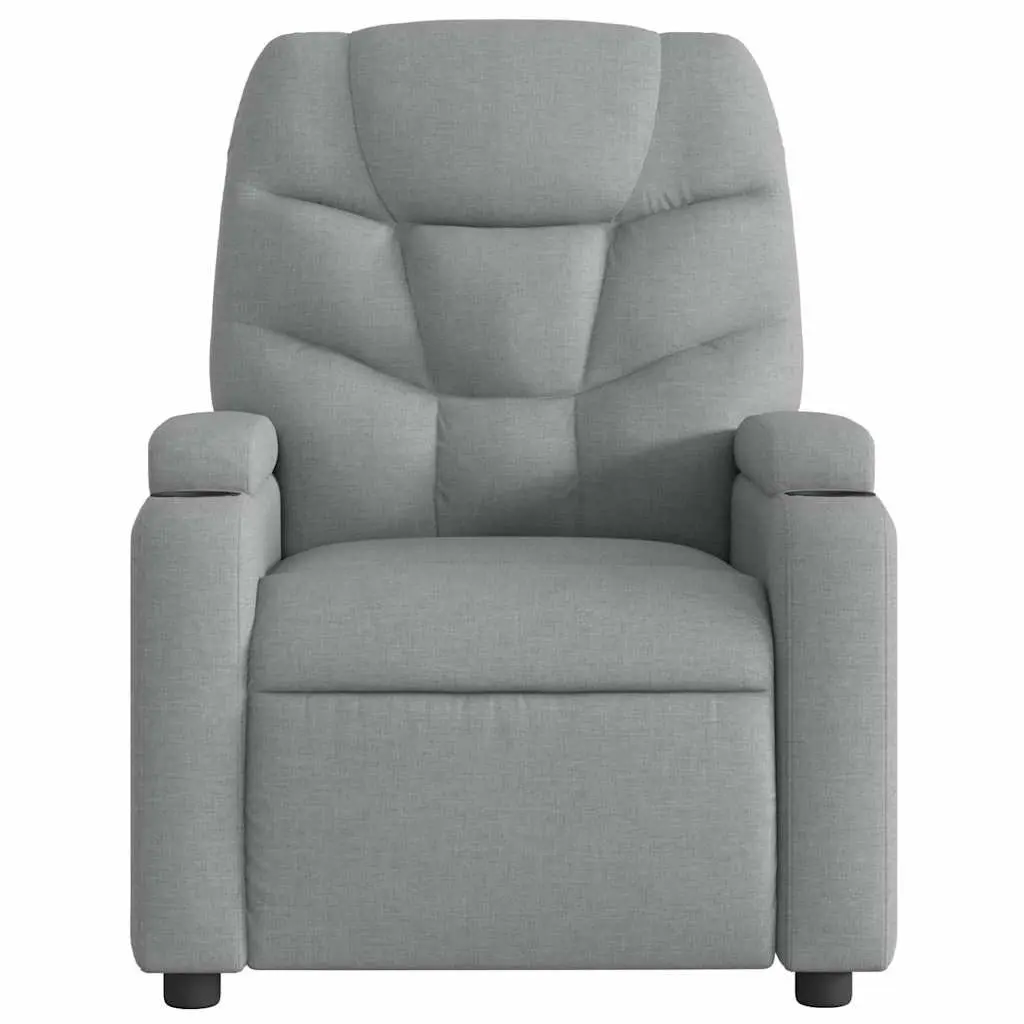 Massage Recliner Chair Light Grey Fabric Manual Reclining Armchair 6 Massage Points