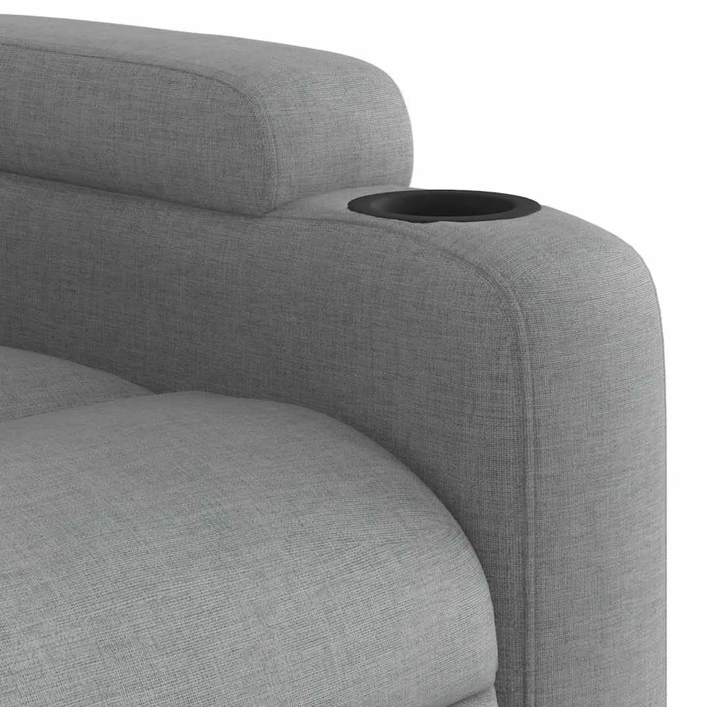 Massage Recliner Chair Light Grey Fabric Manual Reclining Armchair 6 Massage Points