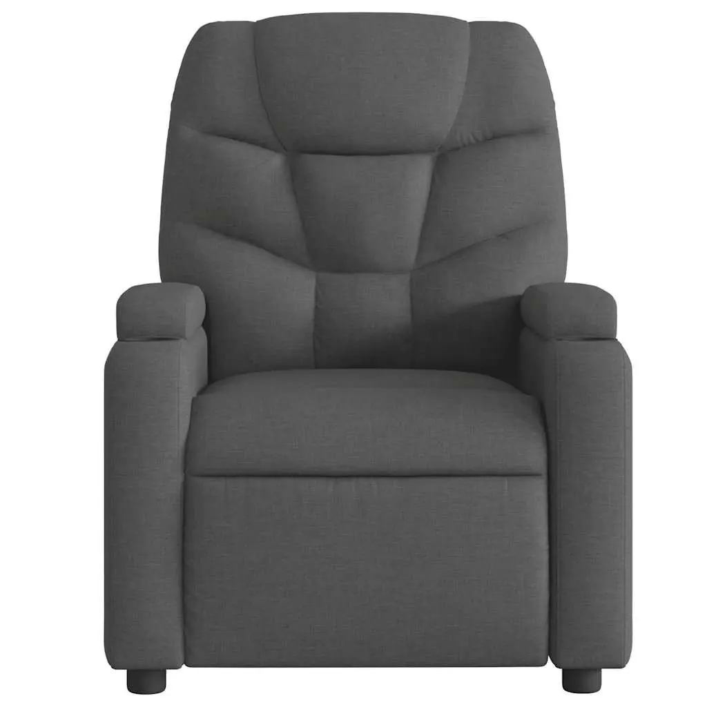 Massage Recliner Chair Grey Fabric Manual Recline Vibration Armchair Lounger
