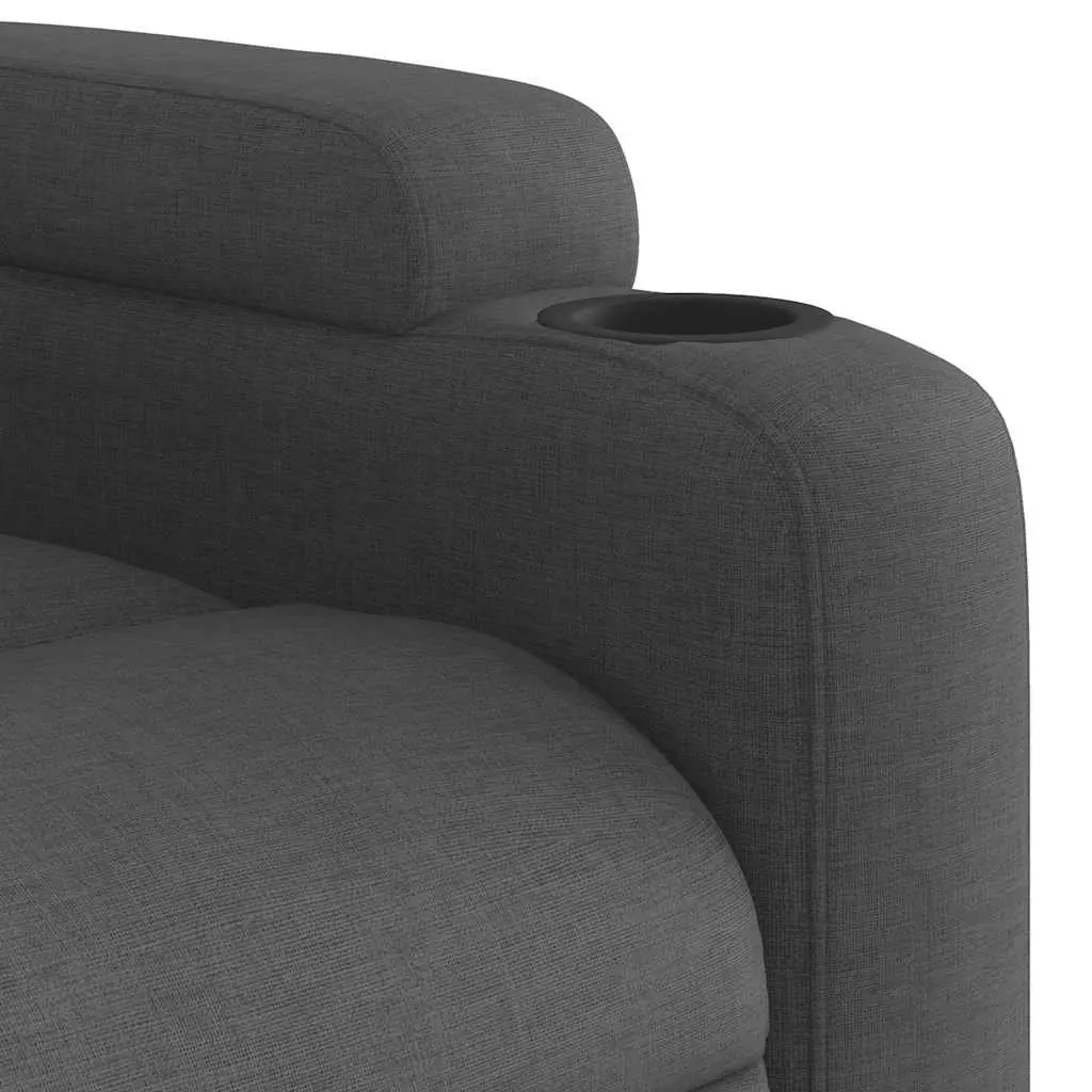 Massage Recliner Chair Grey Fabric Manual Recline Vibration Armchair Lounger