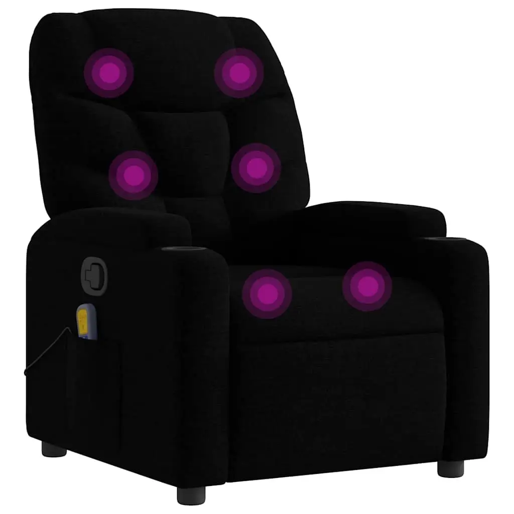Massage Recliner Chair for Living Room Black Fabric Manual Reclining 135 Degrees