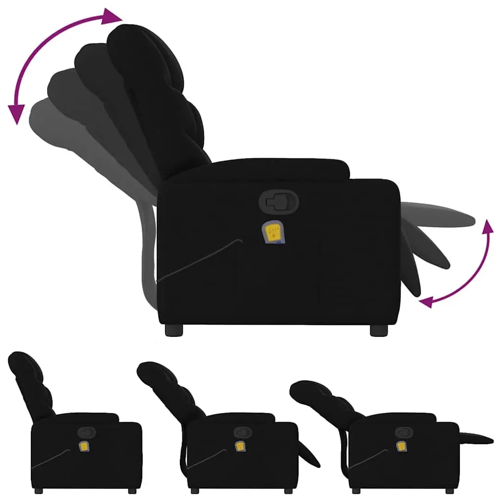 Massage Recliner Chair for Living Room Black Fabric Manual Reclining 135 Degrees