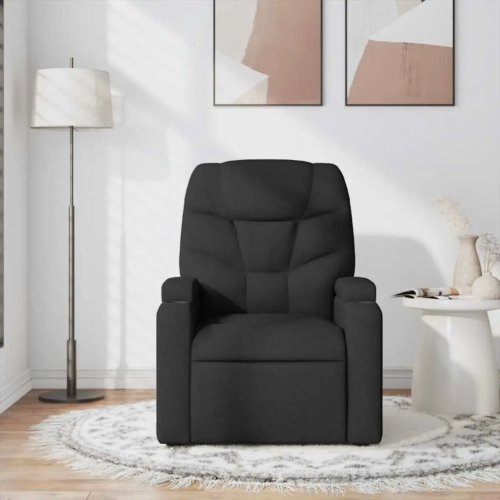 Massage Recliner Chair for Living Room Black Fabric Manual Reclining 135 Degrees
