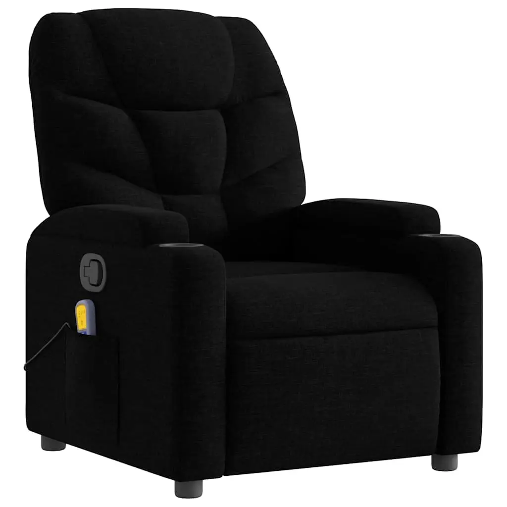 Massage Recliner Chair for Living Room Black Fabric Manual Reclining 135 Degrees