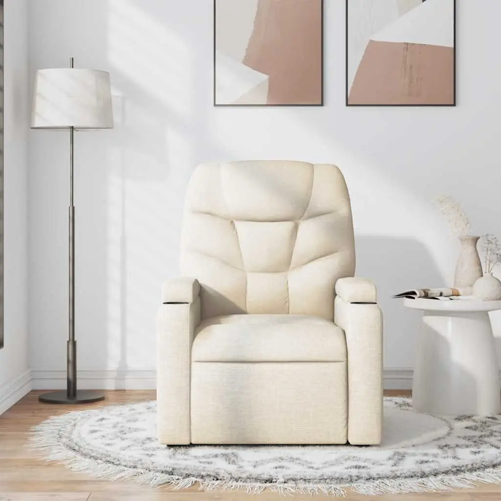Cream Fabric Massage Recliner Chair