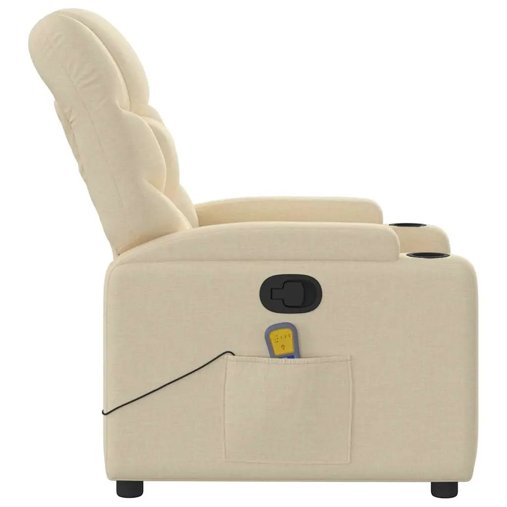 Cream Fabric Massage Recliner Chair