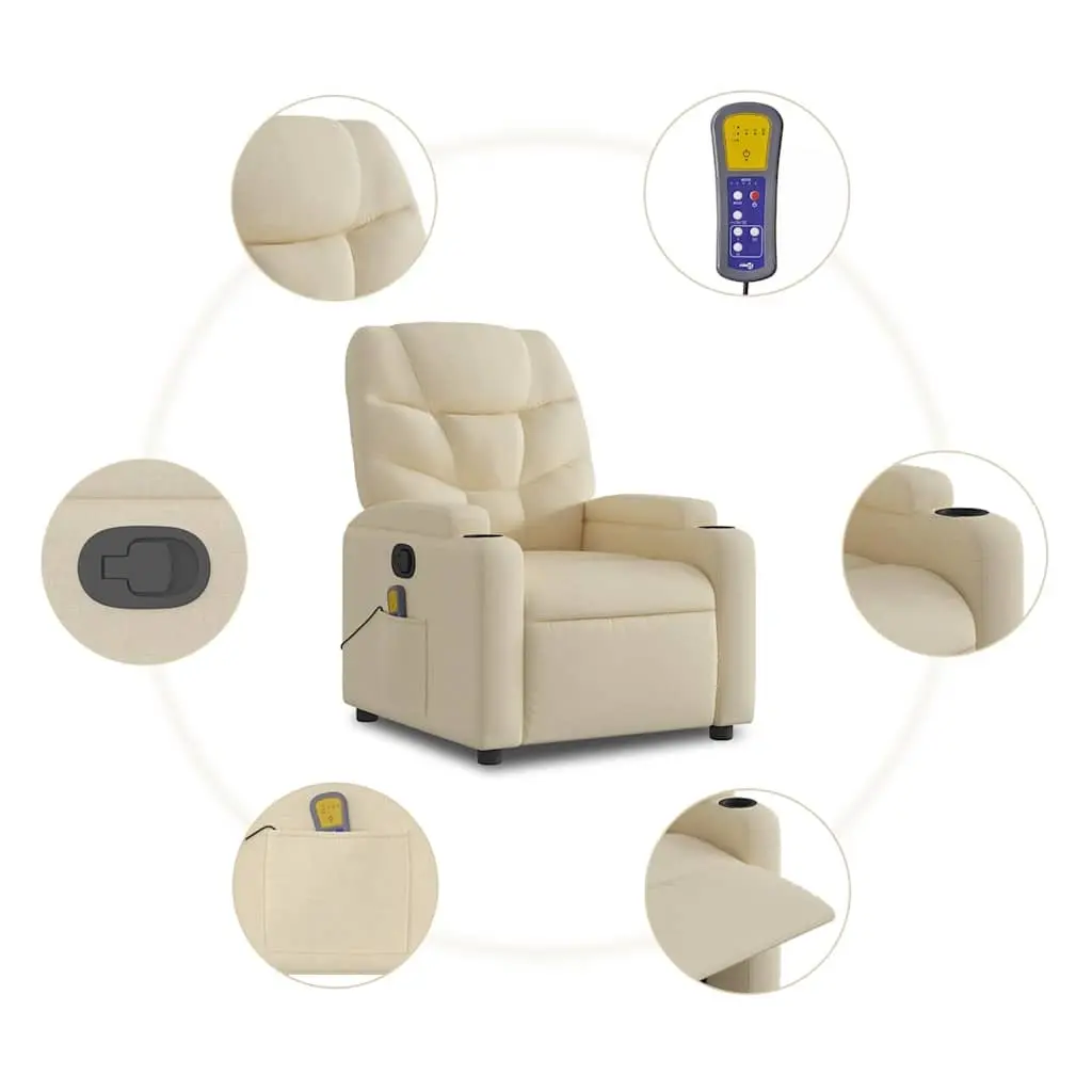 Cream Fabric Massage Recliner Chair