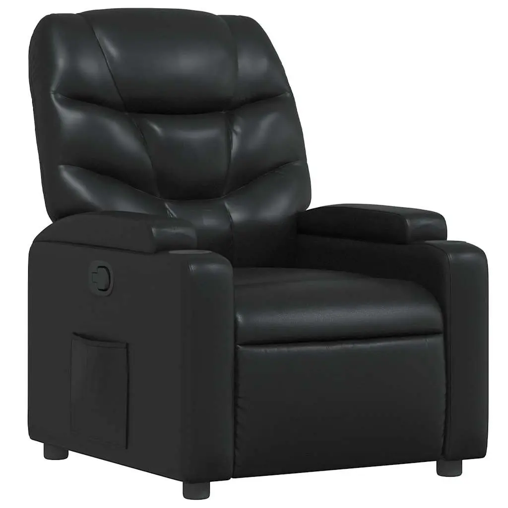 Recliner Chair Lounge Seat Black Manual Reclining Armchair with Cup Holders