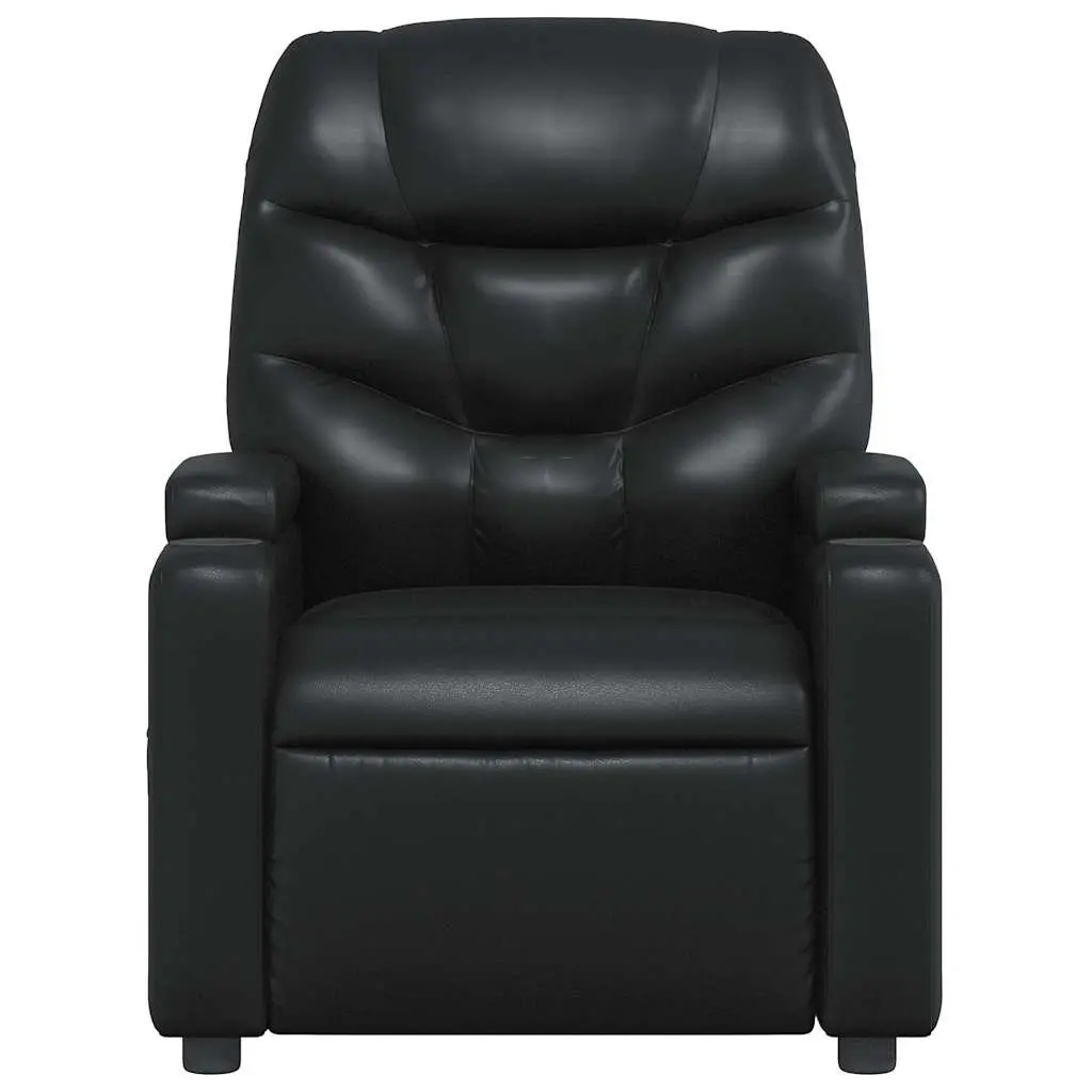Recliner Chair Lounge Seat Black Manual Reclining Armchair with Cup Holders