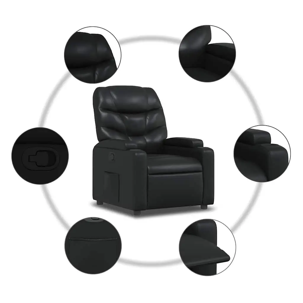 Recliner Chair Lounge Seat Black Manual Reclining Armchair with Cup Holders
