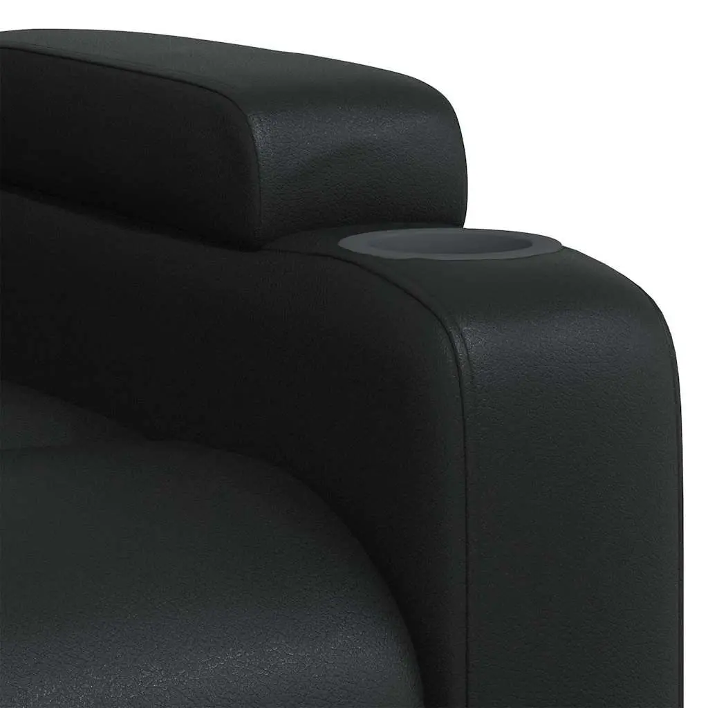 Recliner Chair Lounge Seat Black Manual Reclining Armchair with Cup Holders