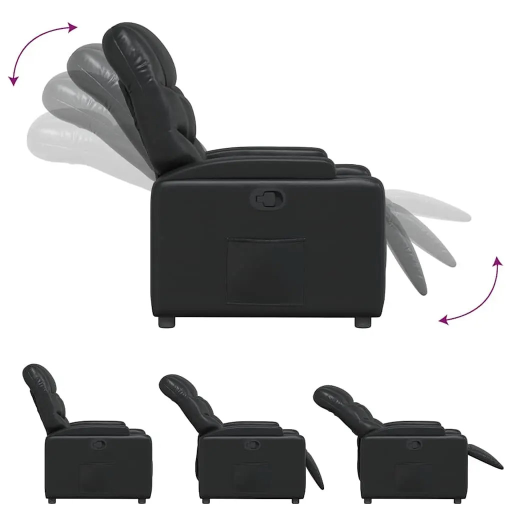 Recliner Chair Lounge Seat Black Manual Reclining Armchair with Cup Holders