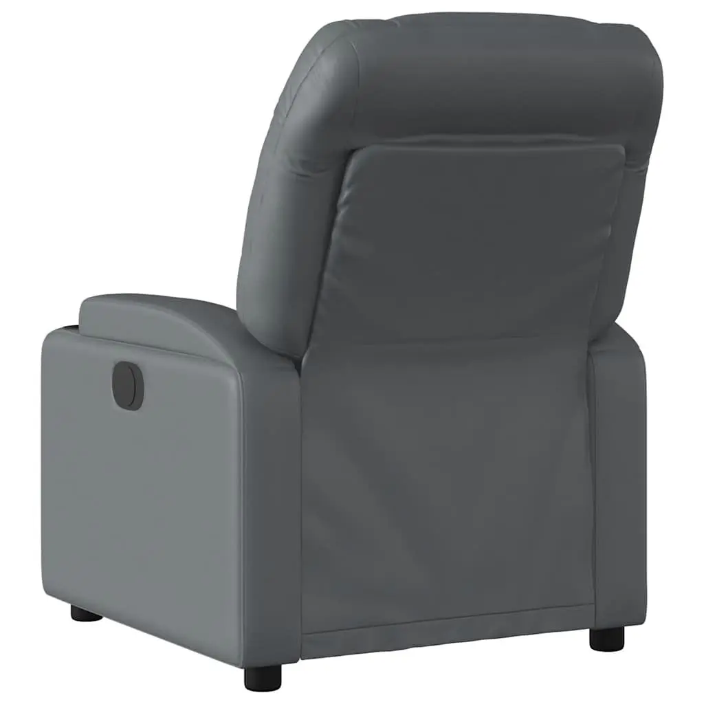Massage Recliner Chair Manual Recline Faux Leather Armchair with Cup Holders Grey