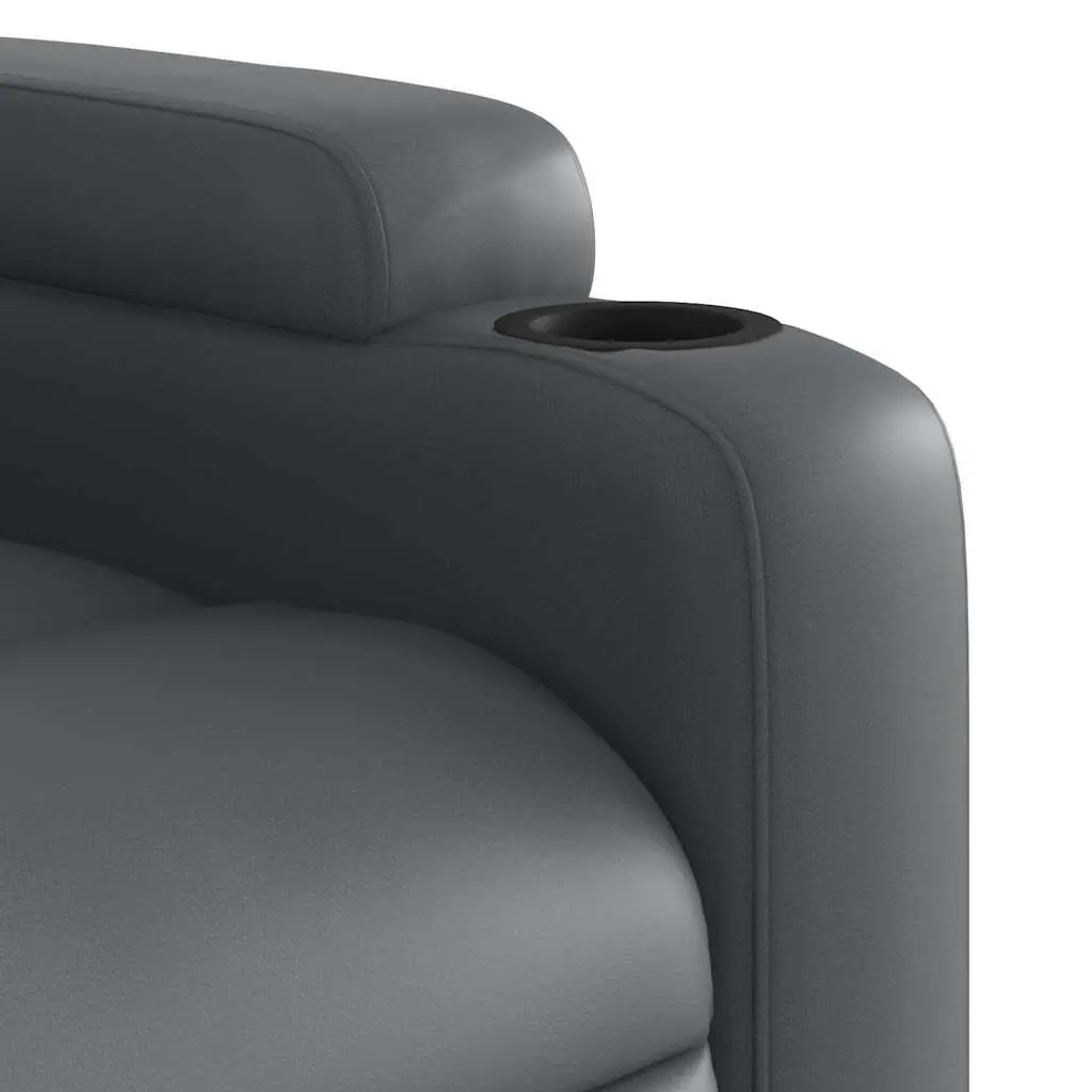 Massage Recliner Chair Manual Recline Faux Leather Armchair with Cup Holders Grey