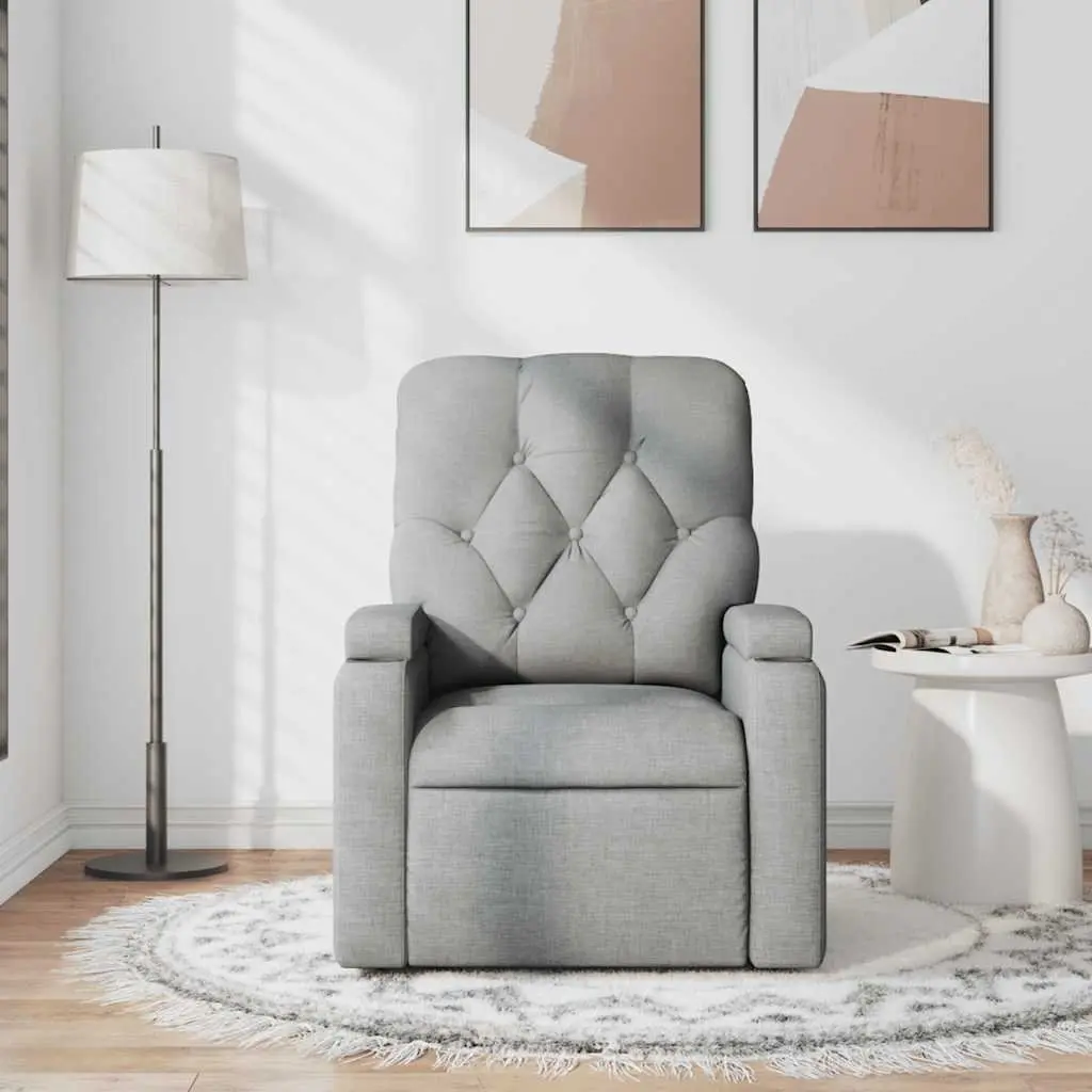 Massage Recliner Chair for Home Grey Fabric Manual Recline Vibration Armchair with Footrest