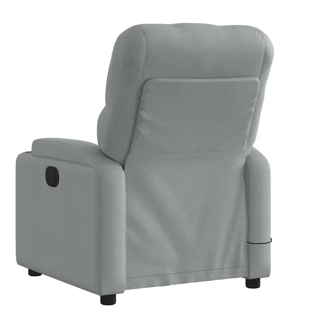 Massage Recliner Chair for Home Grey Fabric Manual Recline Vibration Armchair with Footrest