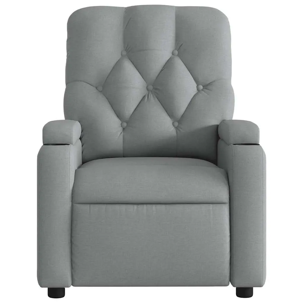 Massage Recliner Chair for Home Grey Fabric Manual Recline Vibration Armchair with Footrest