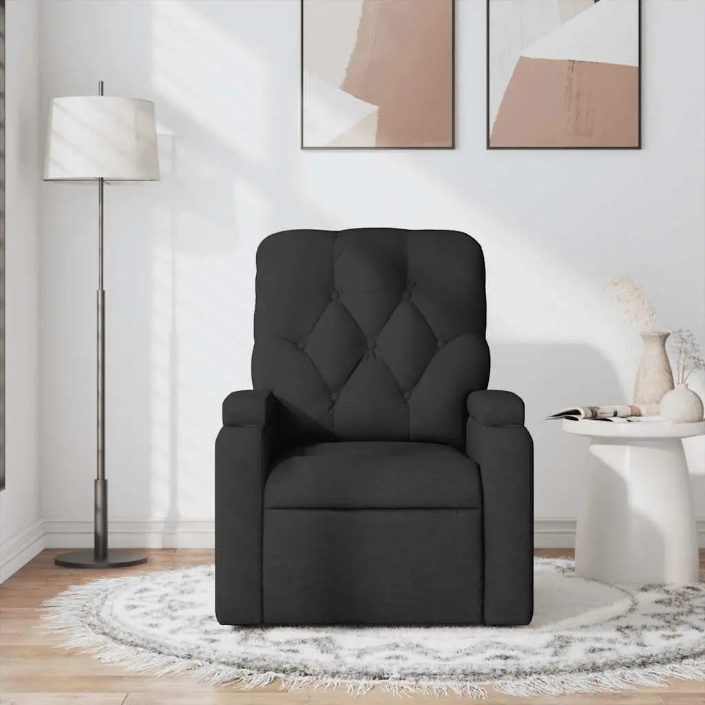 Massage Recliner Chair for Living Room Black Fabric Manual Recline 135 Degrees
