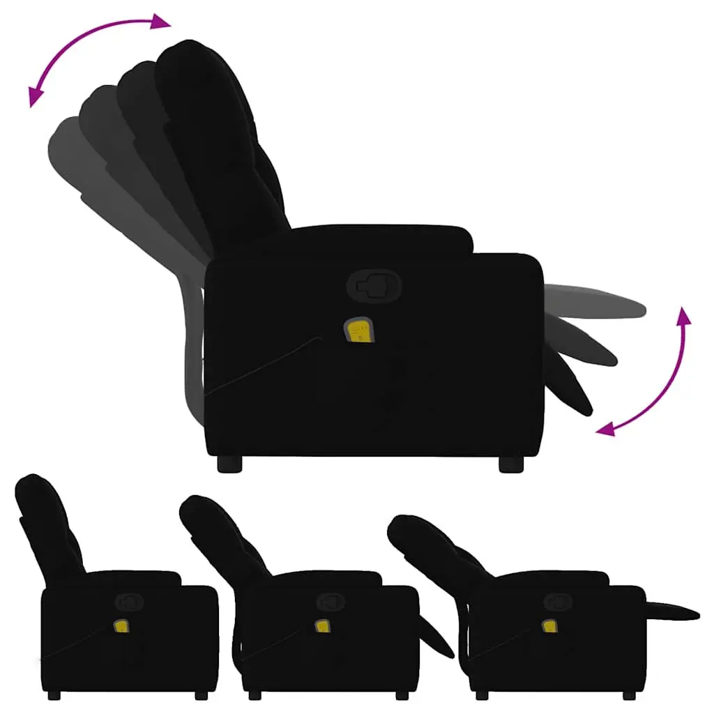 Massage Recliner Chair for Living Room Black Fabric Manual Recline 135 Degrees