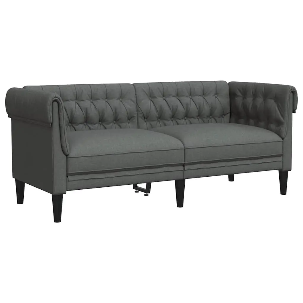 Chesterfield Sofa for Living Room Grey Fabric 2 Seater