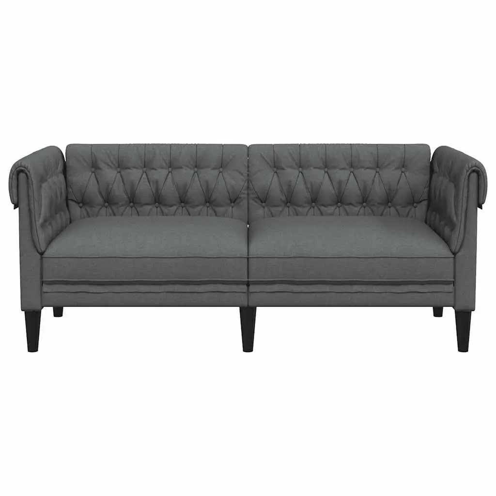 Chesterfield Sofa for Living Room Grey Fabric 2 Seater