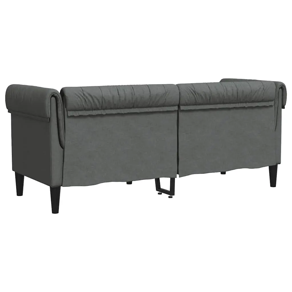 Chesterfield Sofa for Living Room Grey Fabric 2 Seater