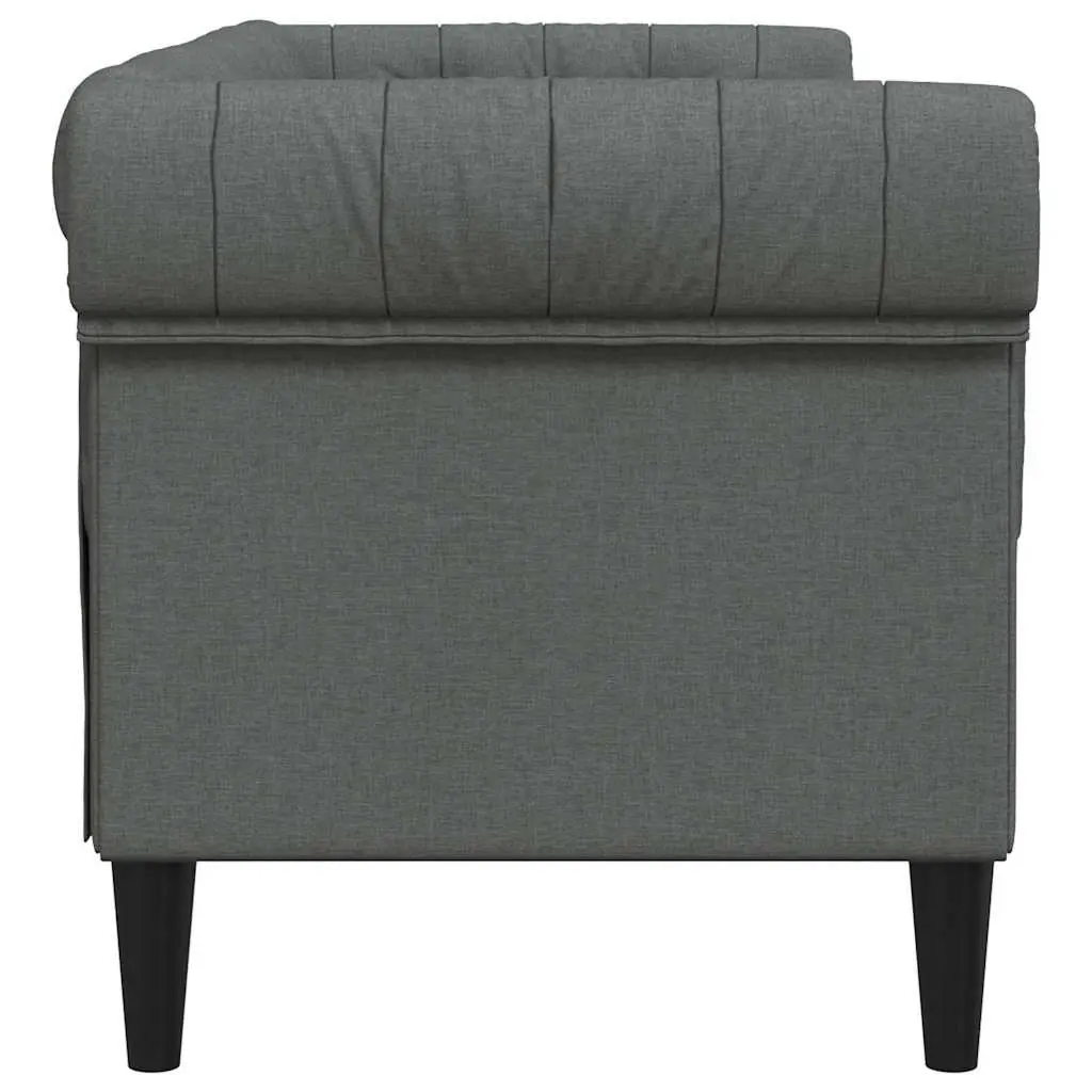 Chesterfield Sofa for Living Room Grey Fabric 2 Seater